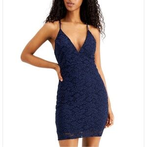 Elegant Navy Lace Cocktail Semi Formal Dress Size M
